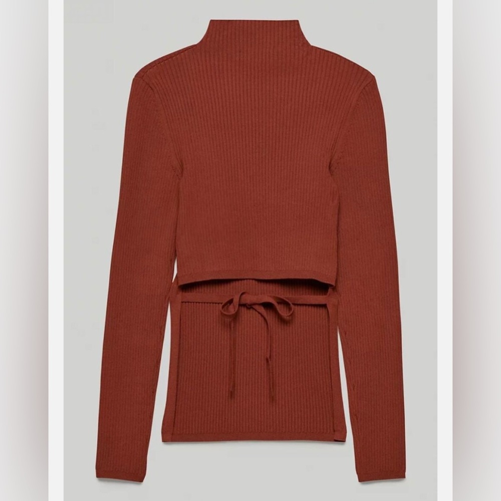 Babaton Aritzia Ambrosia Sculpt Knit Tie-Back Longsleeve - Rich Copper - Medium - Picture 4 of 14